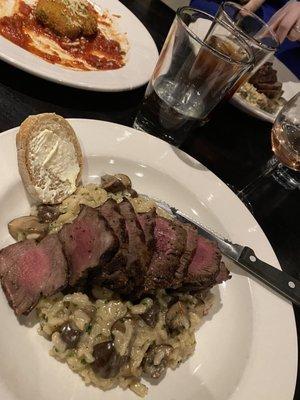 Filet special with mushroom risotto. Delicious