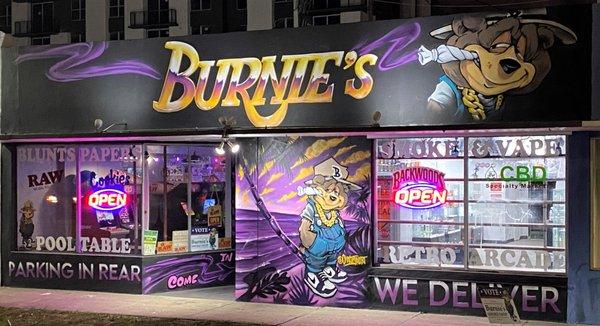 BURNIE'S SMOKE SHOP OPEN 10 TO 2 AM 365 DAYS