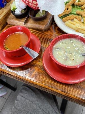 fish soup and clam chowder