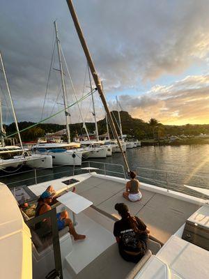 Tahiti- Gathering for the sunset is a great way to finish the day.