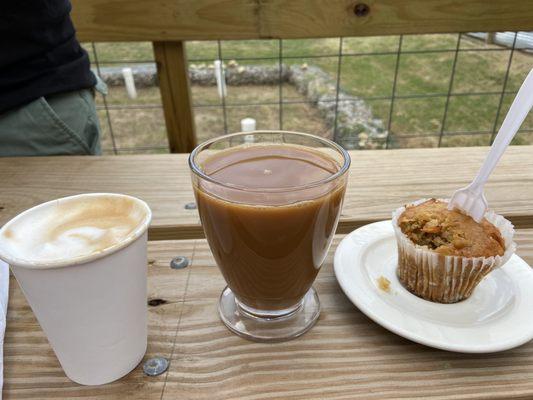 Cortado, drip and carrot muffin