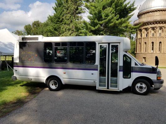 The #8 Party Bus with custom chalkboard