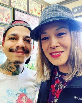 Nick and my freshly pierced septum!