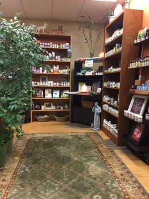 This is the waiting room and organic product display.