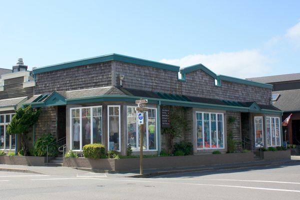 Our Storefront on the corner of N. Hemlock and 2nd Street in Downtown Cannon Beach, Oregon.