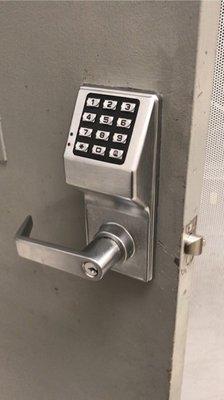 Installed keyless coded door entry.