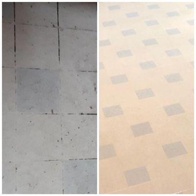 Before and after of the same kitchen floor!