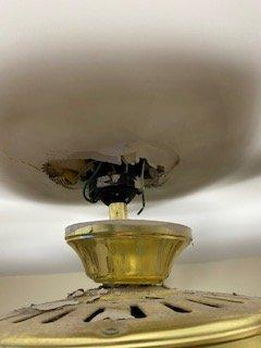 This is the ceiling fan when I  put the piece that attaching to the ceiling it does not cover the hole in the ceiling