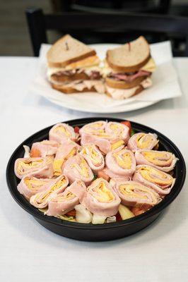 Chef Salad with ham, salami, turkey, yellow cheese and Swiss cheese.