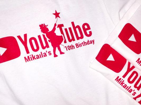 Mikailas Youtube themed birthday shirts