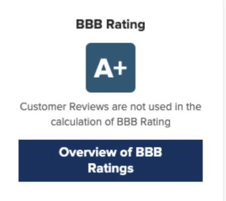 A+ Rating with the El Paso BBB