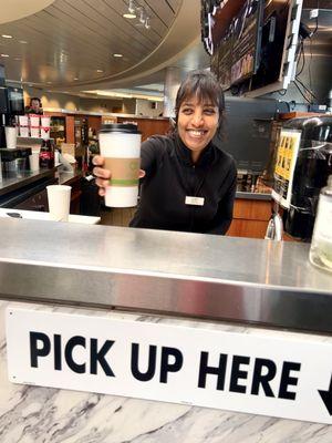 The most fabulous gal in the whole airport! She's always got a wonderful smile & kind words & yummy soy mochas!