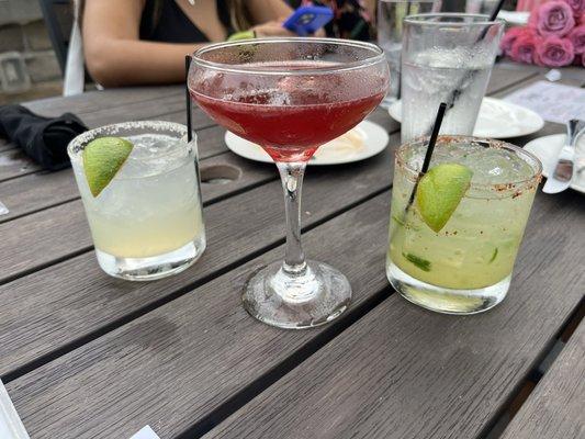 Margaritas, pomegranate martini, spicy margarita