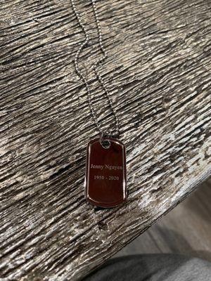 Laser Engraved dog tag. Best engraving! Usually starts at $44.95 and up!