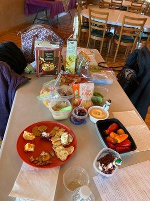 Our cheese, crackers, & snacks to go with the tastings.