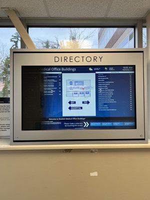 Directory from bridge of south parking garage