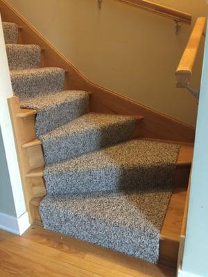 great job on wood stairs with high quality berber carpet