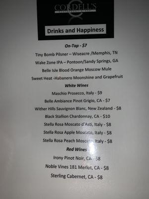 Drinks Menu