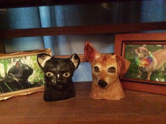 I made a sculpture of my dog's head and on another workshop made my cat's head! They turned out great!