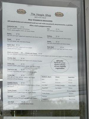 Drive thru menu