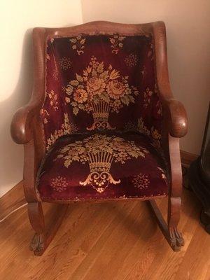 This is a Victorian parlor rocking chair. No restoration required. Circa 1870.