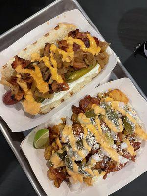 Elote loaded tots, and a daddy's dog