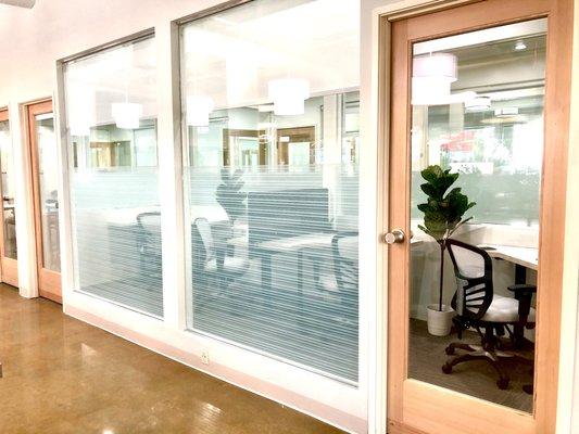 Large offices with coded locks, frosted windows, privacy shades and fully furnished.