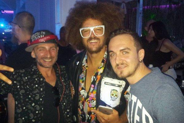 Our DJ T-One partying with Redfoo and Claudio Cristo