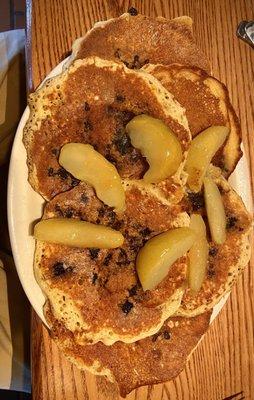 6 Wild Maine Blueberry Pancakes with Fried apples.