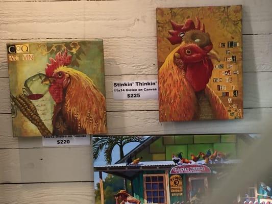 The paintings of the roosters