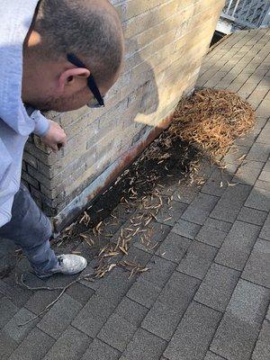 Roof repair on chimney flashing before picture