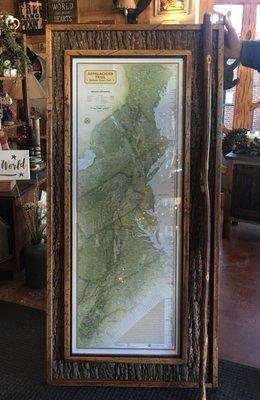 Appalachian Trail Map With  Hiking Stick