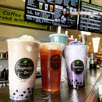 Teapresso Bar offers milk cheese, fruit teas, and lattes to name a few. Don't forget--our smoothies and frappes are pretty amazing!