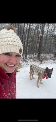 Styling in her favorite weather coat!!