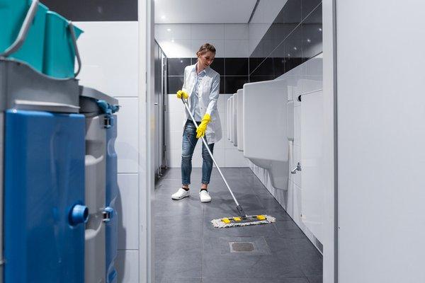 Janitorial restroom cleaning