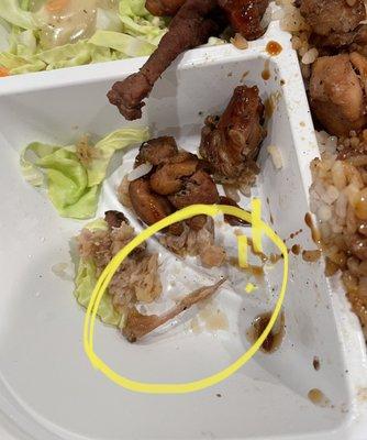 Bone found in one of the chicken pieces