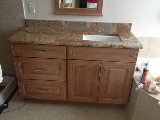 Granite matches back splash= Elated customer