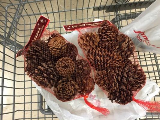 Holiday cinnamon pine cones in stock. Two for my Daddy.