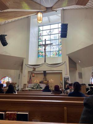 Beautiful stained glass altar