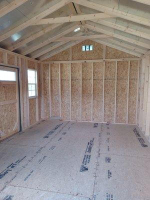 Inside of 12'x16' Premium Garden Shed.