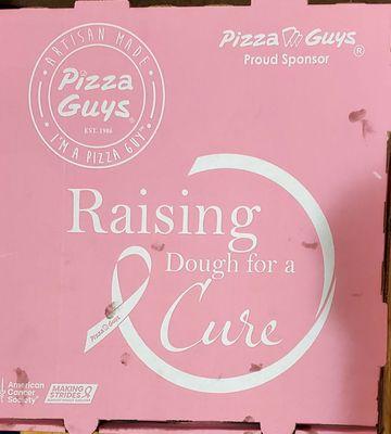 Pizza Guys: Raising Dough for a Cure. The pink pizza box!!