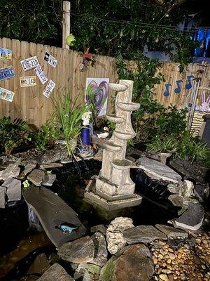 Fountain from CC Landscaping installed in our koi pond.