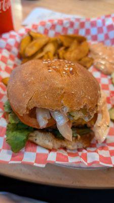 Burger and fries