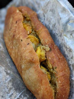 Aloo pie with curry shrimp and channa