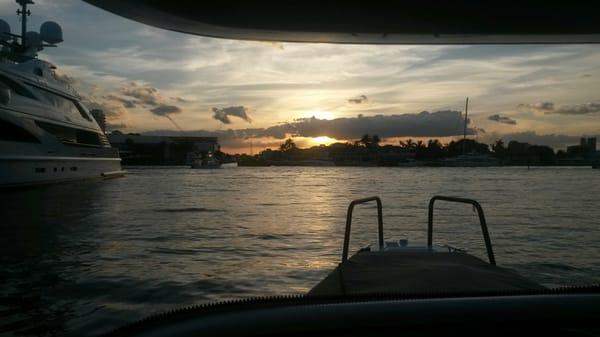 Sunset boating is beautiful in Fort Lauderdale!