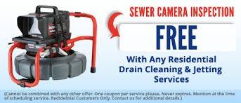 Amazing offer for our customers!  Free camera inspection with any drain cleaning. Call for details!