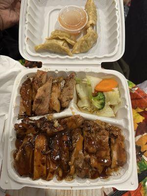 Chicken Teriyaki with 5 Gyoza combo meal for 12.75