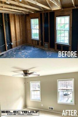 Before & After from Fire Reconstruction in Bedroom at a Multi-Family property in Atlanta!