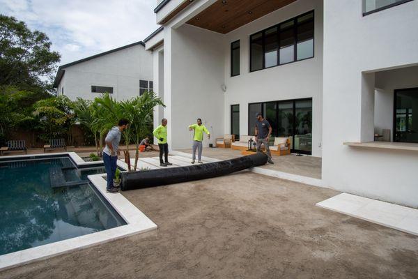 Backyard Landscape Remodel & Redesign (Pool area). Artificial Turf Installation