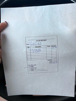 Fake ass fucken receipt